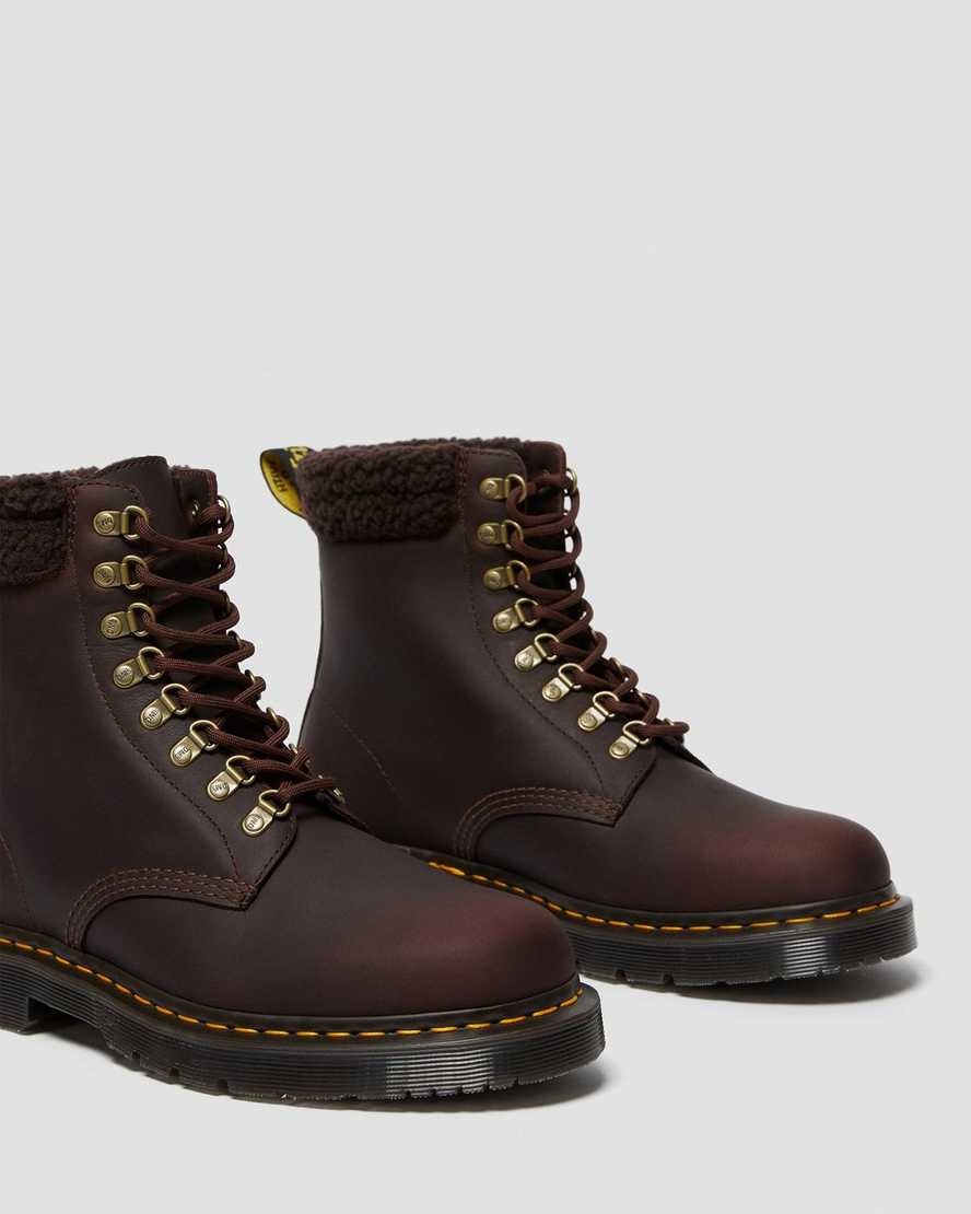 stivali casual da uomo dr martens 1460 dms wintergrip fleece marrone scuro