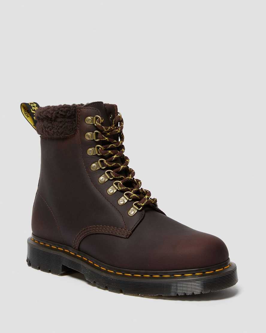 stivali casual da donna dr martens 1460 dms wintergrip fleece marrone scuro