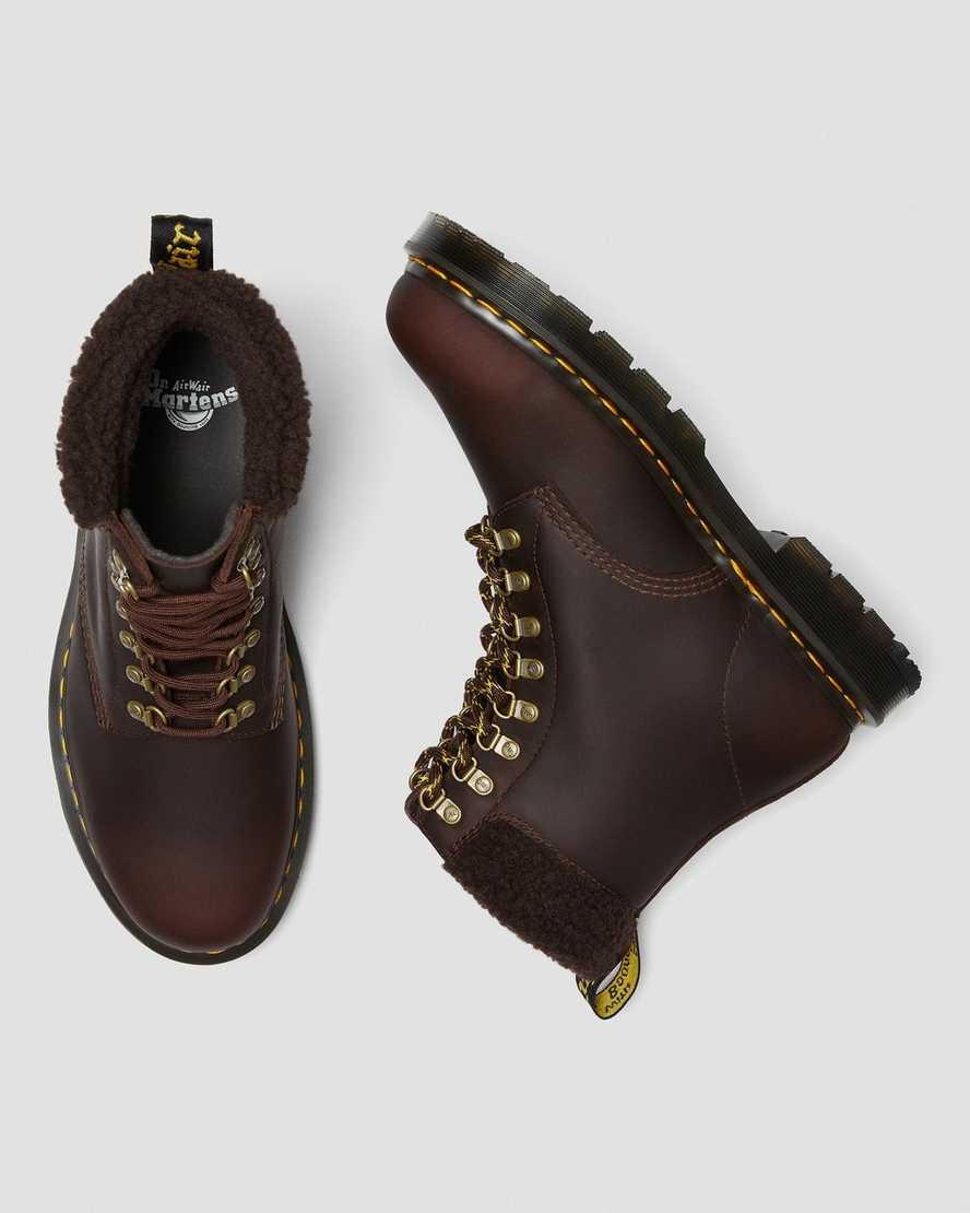 stivali casual da donna dr martens 1460 dms wintergrip fleece marrone scuro