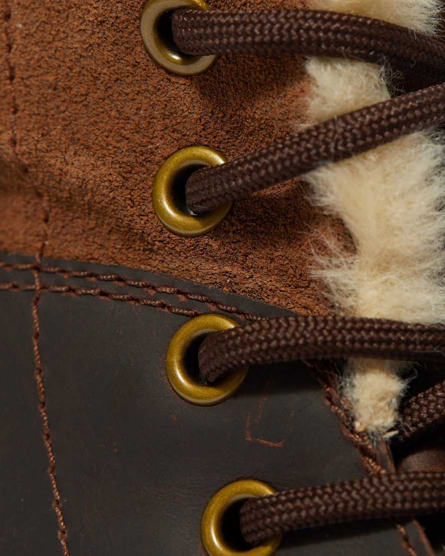 stivali da donna dr martens 1460 dms wintergrip foderati in pelliccia sintetica colore marrone scuro