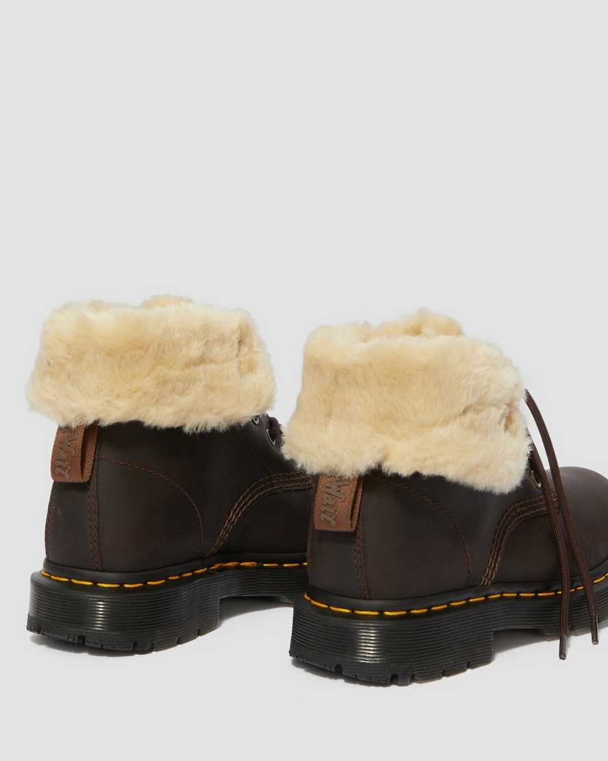 stivali da donna dr martens 1460 dms wintergrip foderati in pelliccia sintetica colore marrone scuro