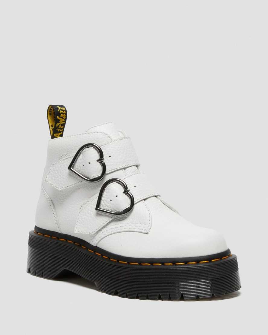 stivali con plateau da donna dr martens devon heart bianchi