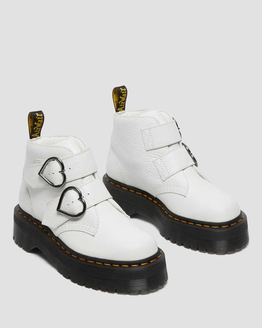 stivali con plateau da donna dr martens devon heart bianchi