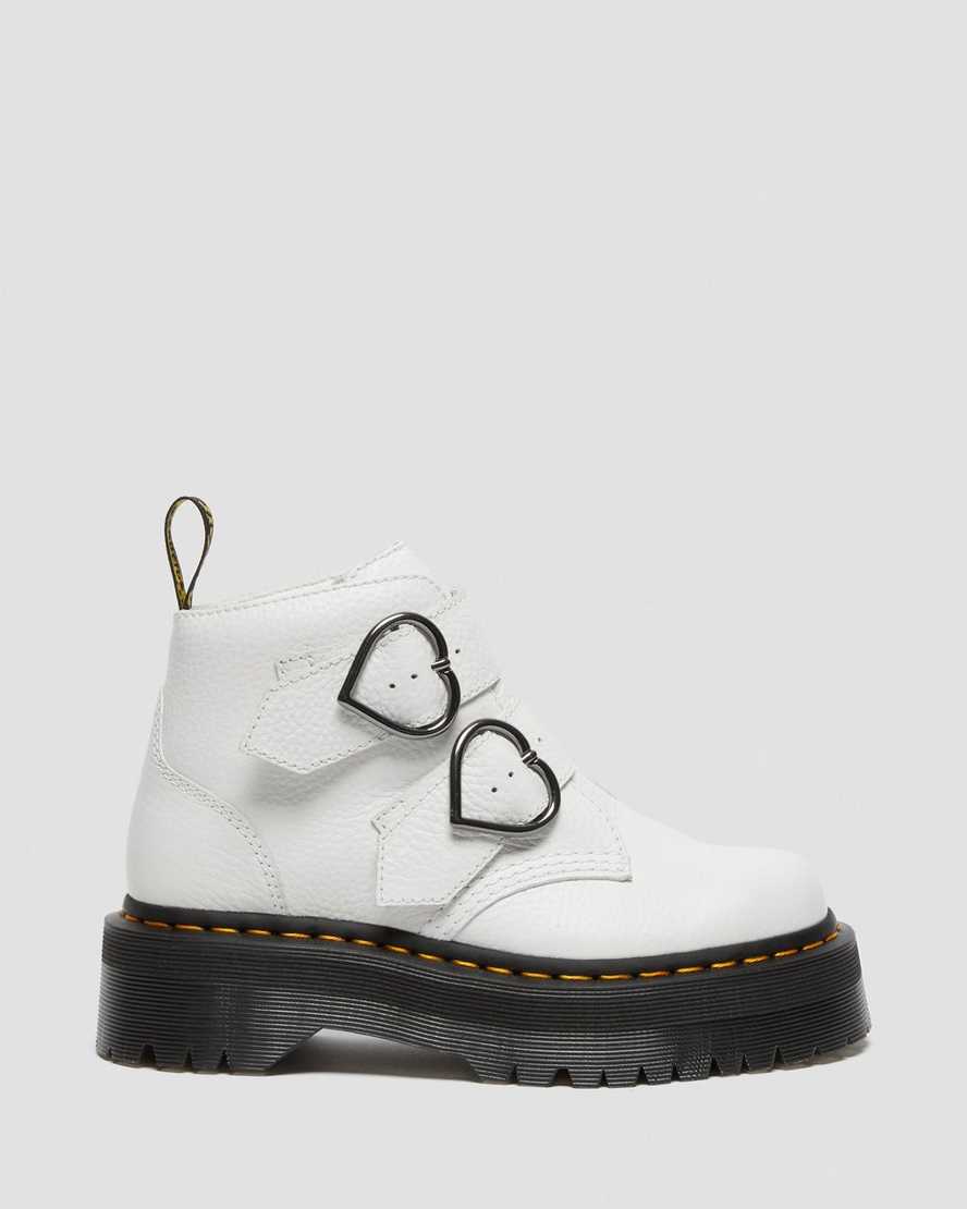 stivali con plateau da donna dr martens devon heart bianchi