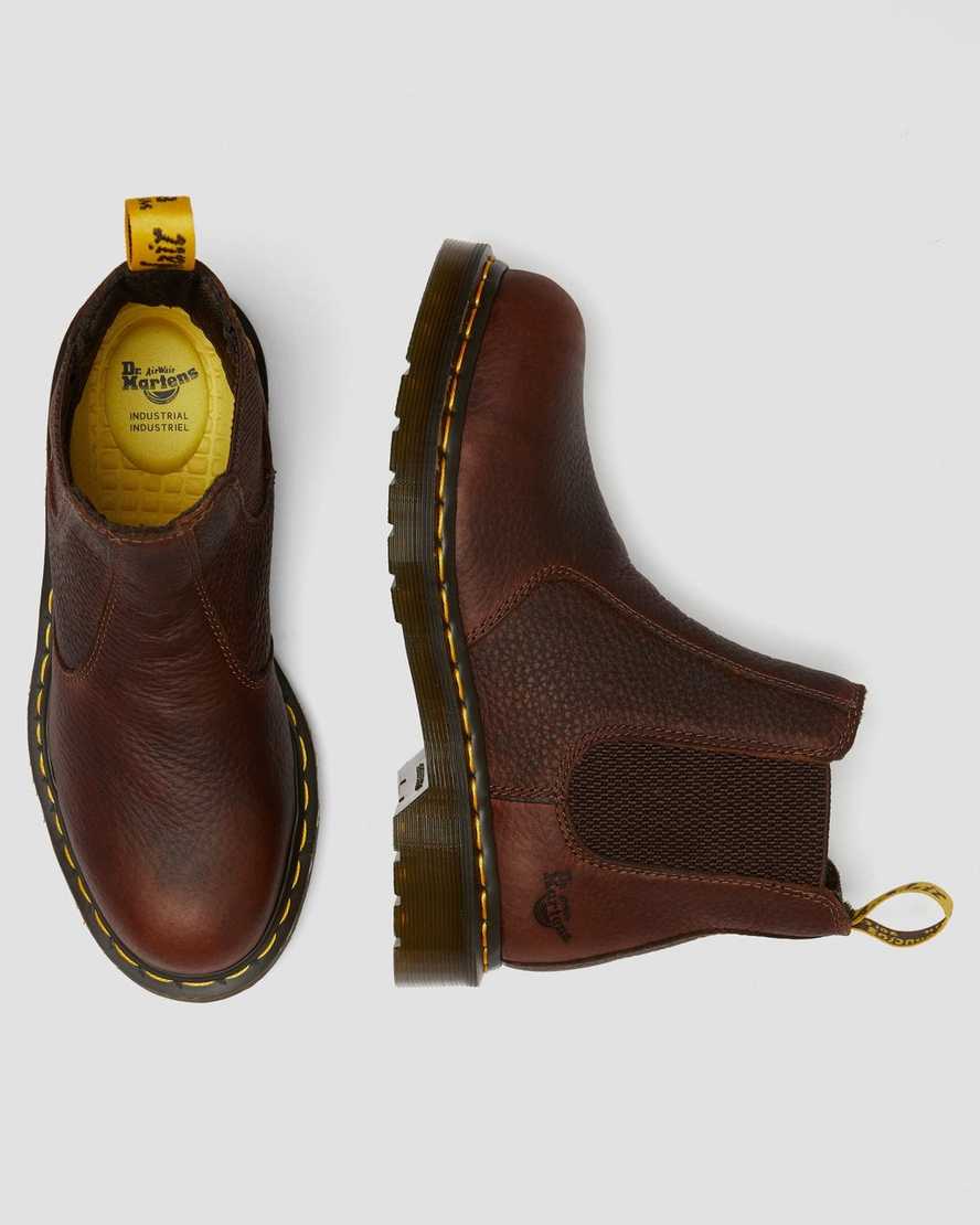stivali da lavoro da donna dr. martens arbor con punta in acciaio marroni