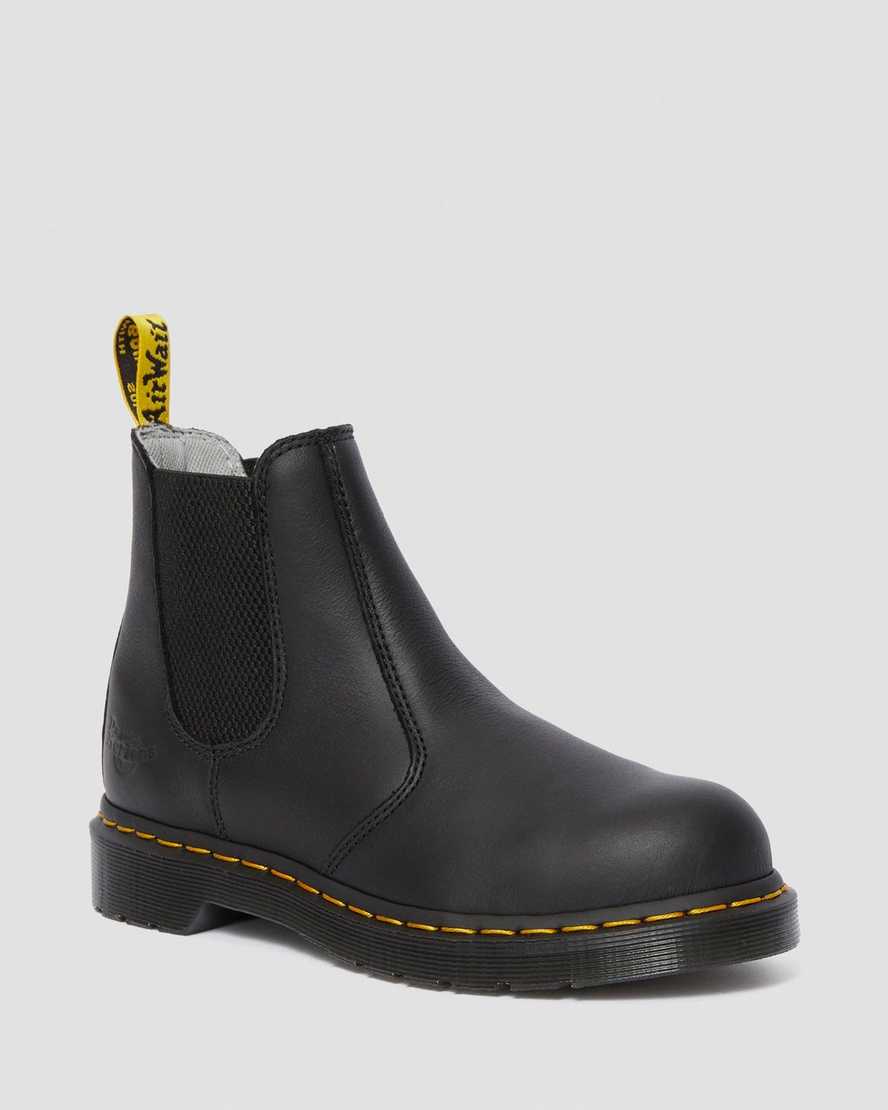 stivali da lavoro da donna dr. martens arbor newark con punta in acciaio neri