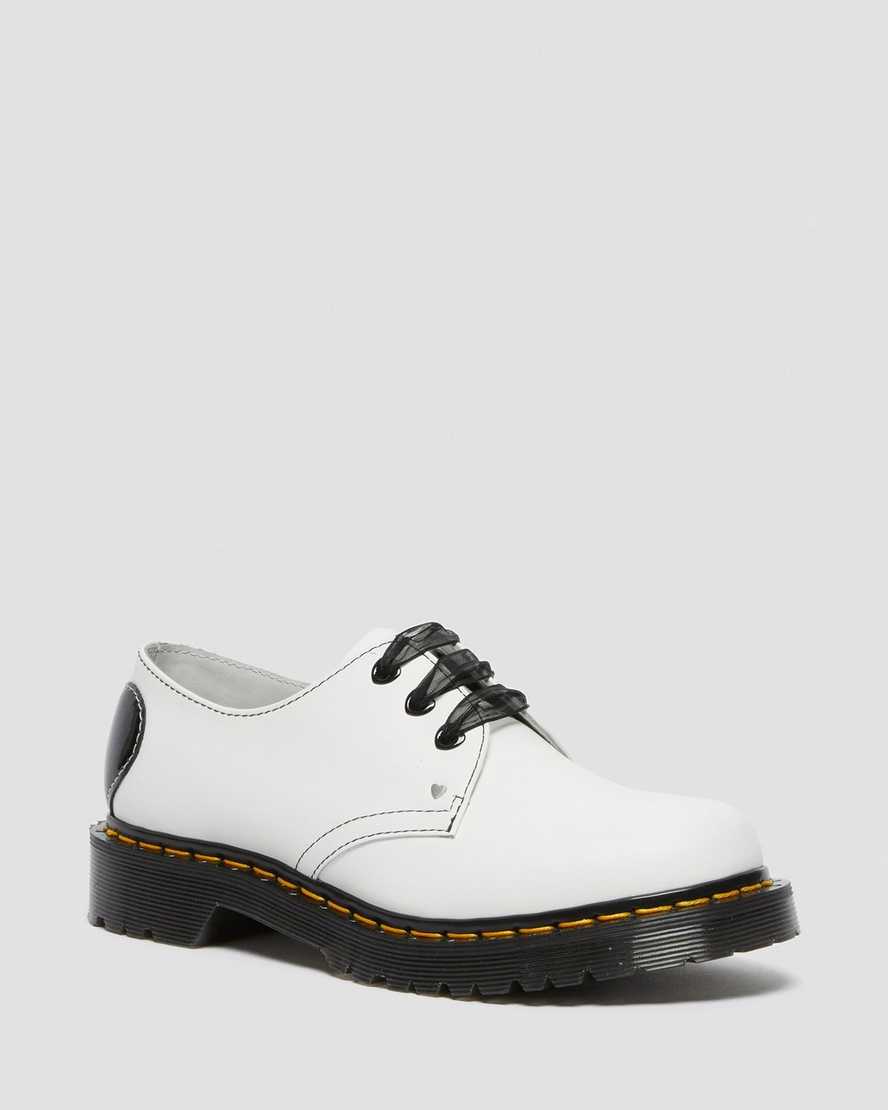 scarpe oxford da donna dr martens 1461 hearts smooth patent bianche e nere