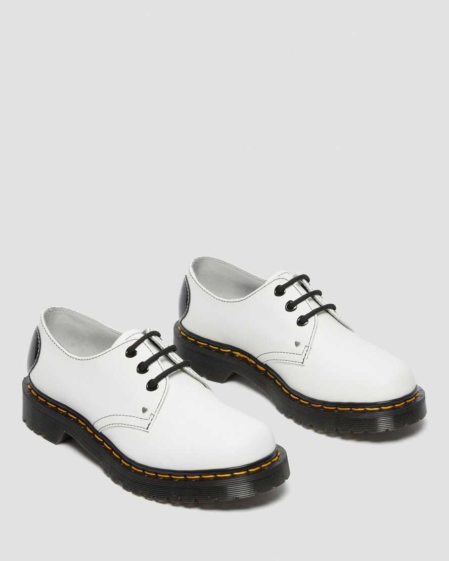 scarpe oxford da donna dr martens 1461 hearts smooth patent bianche e nere