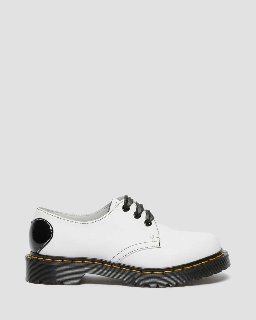 scarpe oxford da donna dr martens 1461 hearts smooth patent bianche e nere
